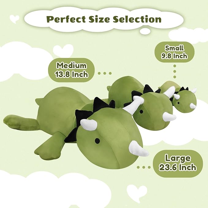 Finebee Weighted Dinosaur Stuffed Animals, Cute Weighted Dino Plush, Soft Stuffed Weighted Plushie Pillow Gifts for Girls Boys(23.6" 3.1Lbs)