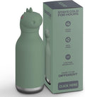 asobu Bestie Bottle Insulated Stainless Steel Water Bottle with Detachable Soft Animal Head Fun Drinking for Kids and Teens with Flexible Reusable Straw 16 Ounce (Dinosaur)