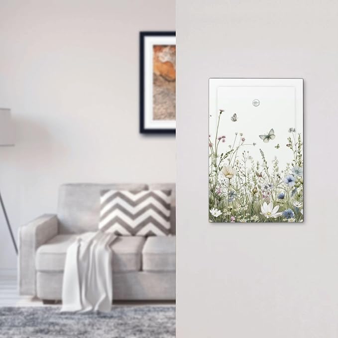 Colorful Wildflowers Daisy Plant Butterfly Floral Light Switch Cover Plate 1 Gang No Device Blank Electrical Wall Plates Faceplate Decorative Switch Plate for Bed Room Living Room Decor