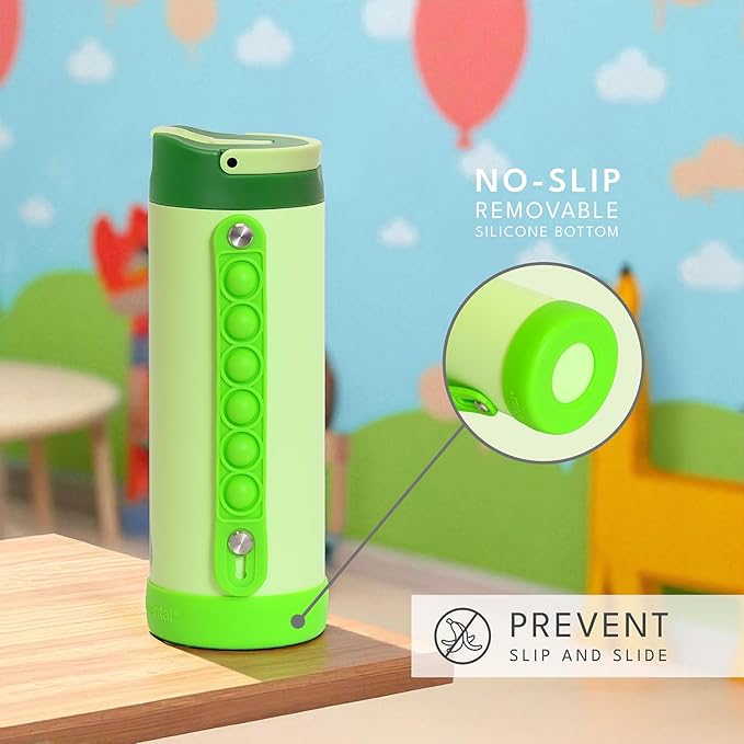 Elemental Iconic Kids Water Bottle for School - 100% Leak-Proof Insulated Water Bottles with Straw Lid & Pop-It Handle for Boys & Girls - Triple-Wall Insulated & BPA-Free, 14oz – Island Green