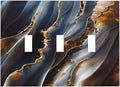 Gradient Abstract Ripple Blue Gold Marble Printed 3 Gang Light Switch Covers Triple Toggle Wall Plate Decorative Switchplate Electrical Faceplate for Kitchen Bathroom Bedroom Decor