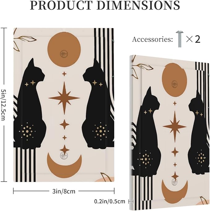 Funny Kids Black Mid Century Boho Cat 1-Gang No Device Decorative Blank Receptacle Wall Plate Outlet Cover Abstract Moon Phase Art Light Switch Electrical Face Plate Cover for Unused Outlets/Switches