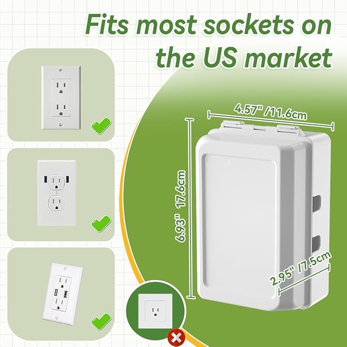 Extra Large Electrical Outlet Box, Indoor Wall Electrical Outlet Cover, Baby Safety Plug Cover, Easy to Use, Large Interior Space. (1 Pack, White)