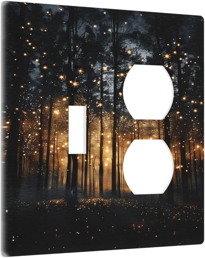 Whimsical Nature Enchanted Forest Landscape Wallplates 1 Toggle 1 Duplex Switch Plate Electrical GFCI Faceplate Decorative Light Switch Covers for Bedroom Living Room Decor