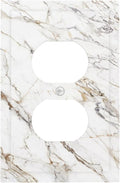 Decorative Outlet Covers White Brown Marble Abstract Modern Luxury 1 Gang Duplex Light Switch Cover Plate Electrical Switch plates WallPlates Socket Covers for Bathroom Kitchen Decor