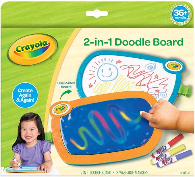 Crayola 2-in-1 Doodle Board for Toddlers, Squishy & Erasable Drawing Tablet, Educational Toddler Toy, Travel Activity, Sketching Pad, Gift for Kids