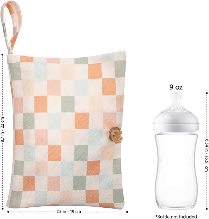 Baby Diaper Bag Organizer, Portable Baby Essentials Storage Pouch for Parents and Caregivers, Organizer Insert for Stroller and Handbag, Machine Washable (Gingham)
