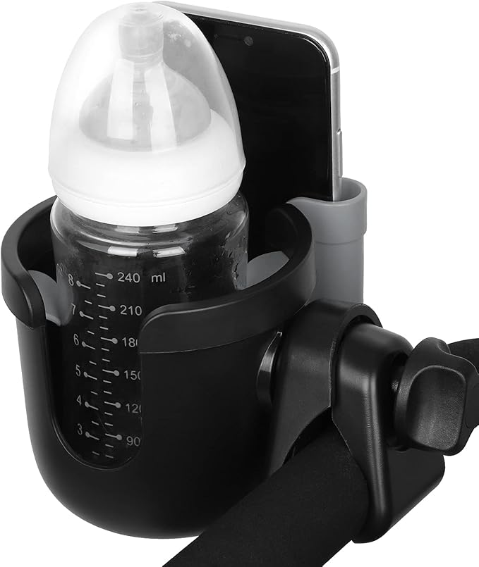 Accmor Stroller Cup Holder with Phone Holder, Bike Cup Holder, Universal Cup Holder for Uppababy Nuna Doona Strollers, 2-in-1 Cup Phone Holder for Stroller Bike Accessory