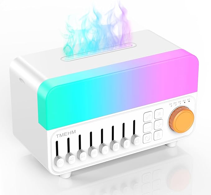 TMEHM 4-in-1 Sleep Sound Machine with White Noise & 8 Nature Sounds, Bluetooth Speaker, Night Light & Aroma Diffuser with Timer for Baby, Kids and Adults (Matte White)