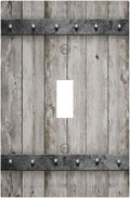 Decorative Switch Plate Covers Vintage Wood Barn Door Texture Printed Country Farmhouse 1 Gang Wall Plate Single Toggle Light Switch Cover Plate Jumbo Electrical Switchplate Receptacle