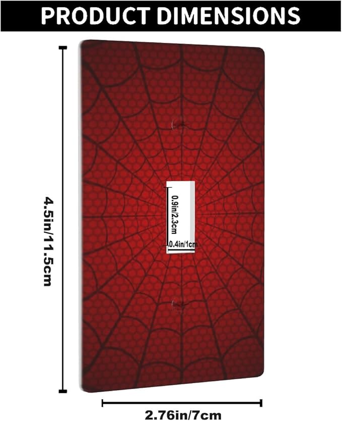 Red Spider Web Hero Theme Cartoon Light Switch Plate, 1-Gang Toggle Wall Plate for Boys Bedroom, Game Room & Man Cave