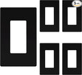 TG Screwless Decorator Wall Plates Child Safe Outlet Covers, Size 1-Gang 4.50" H x 2.75” L, Unbreakable Polycarbonate Thermoplastic, UL Listed, Glossy, Black (5 Pack)