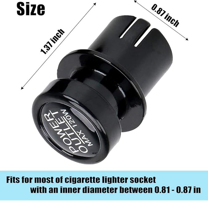 Cigarette Lighter Socket Cover Cap 2 Pack, Universal Waterproof Dustproof Plug for Car Power Port Outlet - Prevent Kids from Electric Shock