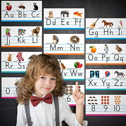 Zonon Alphabet & Number Bulletin Board Set – Manuscript ABC 0-10 Wall Decor, Pre-K/Kindergarten Classroom Decor, Back to School Learning Posters for Kids Playroom Nursery
