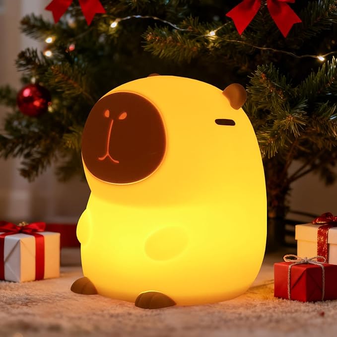 Rytinazzz Capybara Night Light, 50-Hour Battery & Pat Control, Squishy Animal Lamp for Kids Room, USB Rechargeable with Timer, Mothers Day Gifts