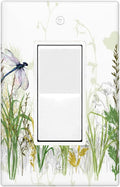 Wildflower Dragonfly 1-Gang Rocker Wall Plate, Spring Garden Floral Switch Plate for Home, Office, Sunroom & Bedroom