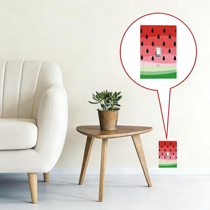 Gradient Watermelon Slice & Seeds 1-Gang Toggle Light Switch Plate, Summer Freshness Cute Fruit Design Decorative Wall Plate for Kitchen Decor