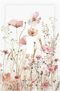 Boho Floral Watercolor Pink Wildflower Butterfly Decorative Light Switch Cover 1 Gang Single Toggle Device Electrical Faceplate Switchplates Decorator Outlet Wall Plate for Bedroom Living Room Decor