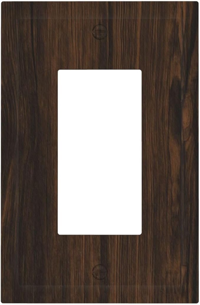 Outlet Covers Dark Brown Wood Grain Rustic Country Single Rocker Light Switch Covers Decorative 1 Gang Gfci Wall Plates Socket Cover Electrical Switch Plate Covers for Farmhouse Home Decor