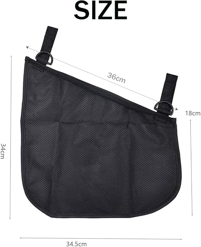 2 Pack Side Sling Cargo Stroller Net, Universal Stroller Organizer Bag, Non-Slip and Adjustable Straps Storage Mesh Cargo Net for Stroller Storage (Black)