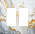 Exquisite White Gold Marble Abstract Luxurious Print Decorative Outlet Covers 2 Gang Double GFCI Rocker Electrical Wall Panels Light Switch Cover Plate for Bathroom Kitchen Decor
