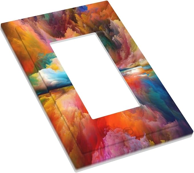 Light Switch Cover Plate Iridescent Abstract Colorful Clouds 1 Gang Single Rocker Decorative Switch Plates Rainbow Outlet Covers GFCI Receptacle Electrical Wall Plates for Bathroom Home Decor