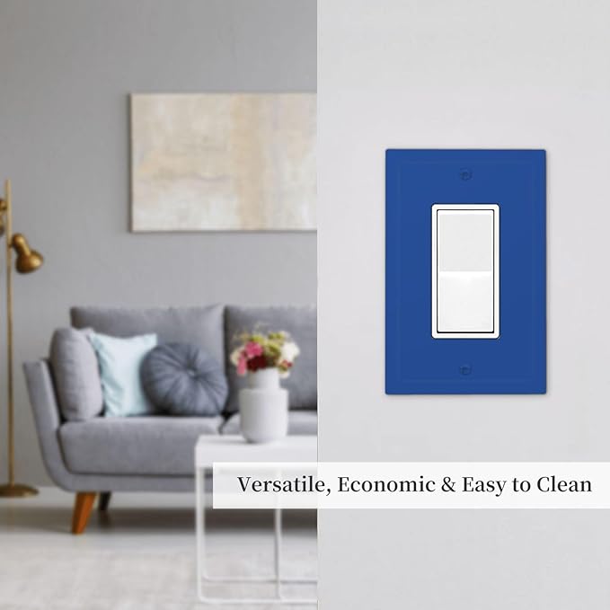 Navy Blue Decorative 1 Gang Decorator Outlet Light Switch Cover, Solid Royal/Ocean Blue Decorator/Rocker Gfci Device Outlet Switch Face Switch Wall Plate Socket Plug Cover