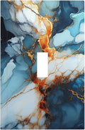 Light Switch Cover Plate Golden Abstract Luxury Marble 1 Gang Single Toggle Decorative Switch Plates Wall Plates Electrical Faceplate for Livingroom Bathroom Decor