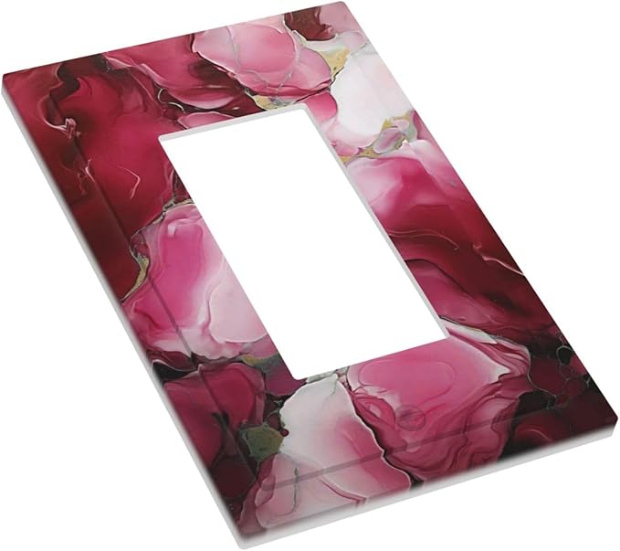 Decorative Outlet Covers Abstract Luxury Red Gold Marble Textures 1 Gang Single Decora GFCI Device Light Switch Covers Plate 1 Rocker Wall Plate Jumbo Face Plate for Bedroom Decor