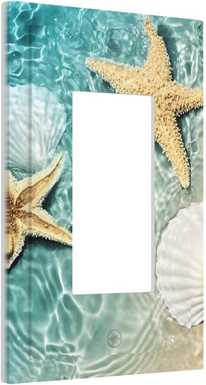 Decorative Outlet Covers Beach Starfish Ocean Conch Cameo Shell 1 Gang Single Rocker Light Switch Cover Plate Wall Plates Gfci Faceplate For Decor Kids Room Decor