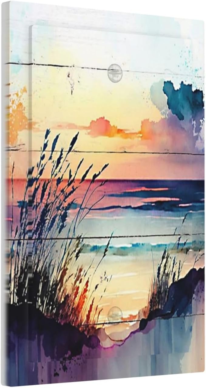 Decorative Light Switch Plate Covers Sunset Beach Abstract Nature Coastal Seascape 1 Gang No Device Single Blank Outlet Covers Wall Plate Light Switch Cover Plate for Bedroom Home Decor