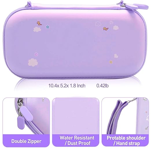 GUTIAL Accessories Bundle for Nintendo Switch OLED - Cute Kawaii NS OLED Accessories kit for Grils Boys Kids with Carrying Case, Cartoon Dockable Cover Case, Screen Protector, Stand - Purple