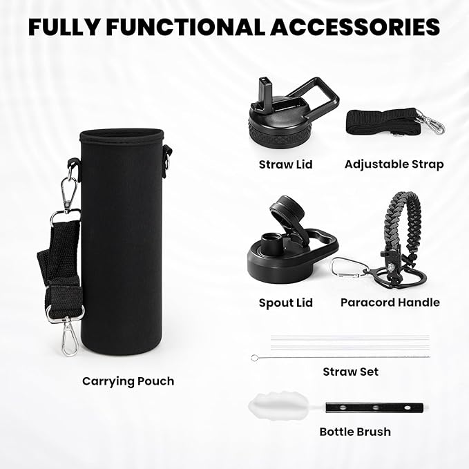 RAYMYLO Insulated Water Bottle 20 oz, Triple Wall Vacuum Stainless Steel (Cold for 24Hrs, Hot for 12Hrs), Leak Proof & Non-BPA, Kids Water Bottle Jug for School with Straw Spout Lids