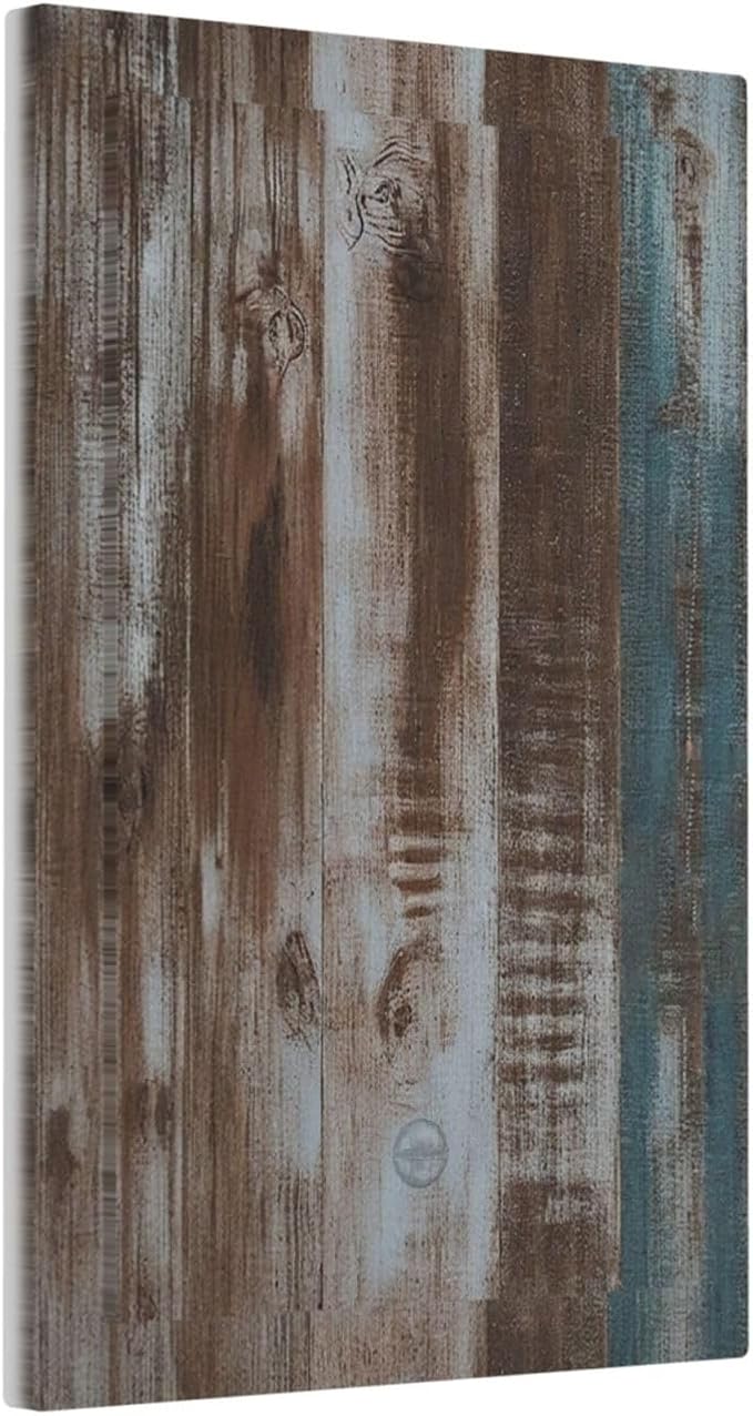 Vintage Blue Brown Wood Grain Light Switch Cover Plate 1 Gang Electrical Wall Plates Faceplate Decorative Switch Plate No Device Blank for Bedroom Farmhouse Decor