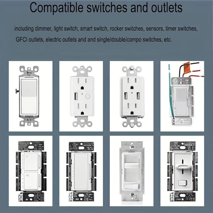 Screwless Decorator Wall Plates 2-Gang Switch Outlet Electrical Cover Plate Unbreakable Thermoplastic Faceplate for Decorative Receptacle Outlet Switch, White (4 Pack)