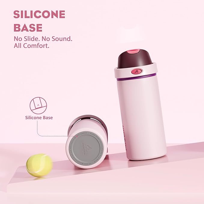 POWCAN 18 oz Stainless Steel Water Bottle: 2-in-1 Push-Button Spout & Quick-Flip Straw, Leakproof, Cold 24 Hrs, Fits Car Cup Holder, Insulated Bottle for Gym, School, Travel, Outdoor Gift (Plum Field)