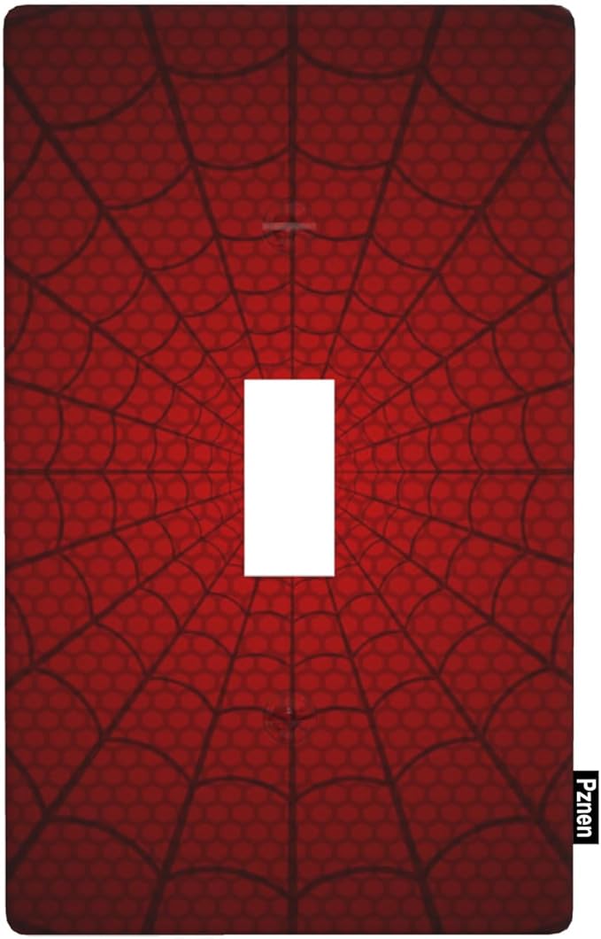 Red Spider Web Hero Theme Cartoon Light Switch Plate, 1-Gang Toggle Wall Plate for Boys Bedroom, Game Room & Man Cave