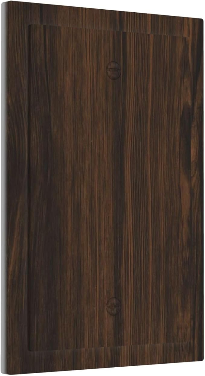 Light Switch Cover Plate Dark Brown Wood Grain Rustic Country Wooden 1 Gang Blank No Device Decorative Outlet Covers Electrical Wall Plate Switchplate for Farmhouse Home Decor