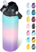 Fijinhom 18oz Insulated Stainless Steel Water Bottle, Wide Mouth Double Wall Vacuum, Silicone Straw, Sweat & Leak Proof, BPA Free Insulated Water Flask for Travel, Keep Cold 24h Hot 12h, Pink