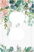 Green Eucalyptus Leaves Floral Watercolor Flower Outlet Covers 1 Gang Duplex Light Switch Cover Decorative Switch Plates Electrical Receptacle Faceplate Wall Plate for Bed Room Living Room Decor