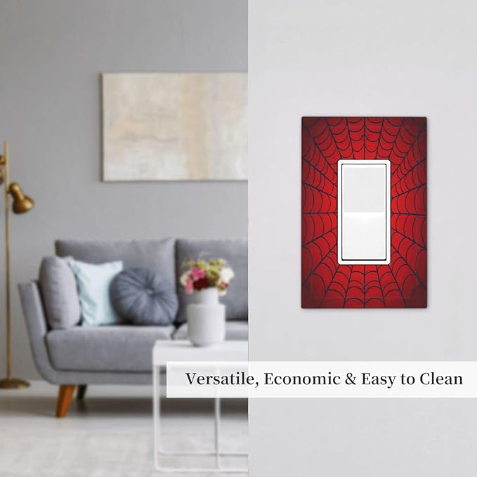 Red Spider Web Black Line Simplicity Decorative Outlet Covers 1 Gang Single Rocker Light Switch Cover Plate Wall Plates Gfci Faceplate For Kids Room Home Decor