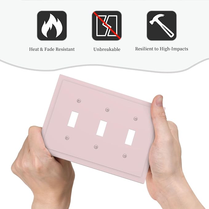 Pink 3 Gang Light Switch Plate Decorative Triple Toggle Wall Plate Cover Cute Electrical Faceplate Switch Face Plate