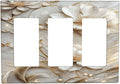 Decorative Art Light Switch Covers Elegant White and Gold Florals 3 Gang Triple Rocker Outlet Switch plate GFCI Faceplate GFCI for Home Decor