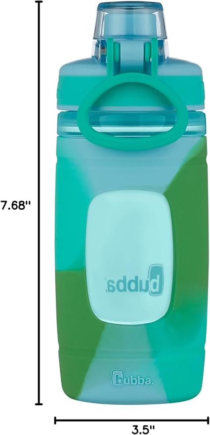 Bubba Flo Kids Water Bottle with Silicone Sleeve, 16oz., Rock Candy and Kiwi