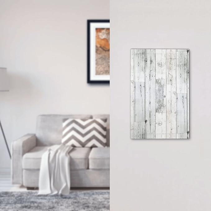 Grey White Wood 1 Gang Light Switch Cover No Decive Blank Wall Plate Decorative for Teen Kids Boys Bathroom Home Bedroom Art Panel Decorate 5" x 3