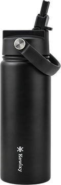 KEWIXY 18oz Insulated Water Bottle with Straw, Easy Slide Lid, Leak Proof, Keep Cold 24H, Vacuum Insulated Tumbler, Metal Stainless Steel with Handle for School, BBlack