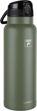 Fanhaw 40 Oz Insulated Stainless Steel Water Bottle with Chug Lid – Wide Mouth, Leak-Proof, BPA-Free – Ideal for Kids, Adults, Sports, Gym, and Outdoor Use (Olive Green)