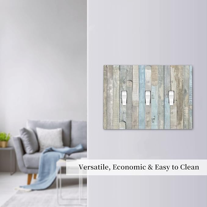 Country Rustic Blue White Wood 3 Gang Light Switch Cover Decorative Triple Toggle Wall Plate Electrical Faceplate Switch Plug Face Plate
