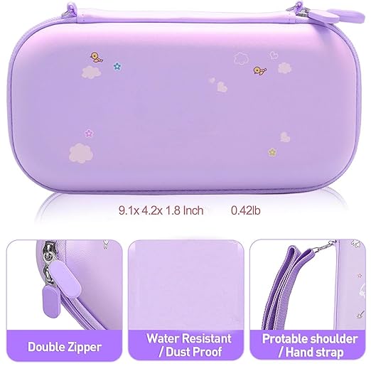 GUTIAL Accessories Bundle for Nintendo Switch Lite - Cute Kawaii NS Lite Accessories kit for Grils Boys Kids with Carrying Case, Cartoon Cover Case, Screen Protector, Stand - Purple