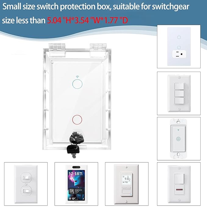 Smart Home Switch Cover 2 Pack,Baby Proof Light Outlet Covers,Child Safety Switch Plate Guard,Wall Plug Box,Kids Electrical Protector Box Fits All Outlet 4.95" H X 3.35" W X 1.77" D or Smaller